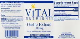 Label for Garlic Extract 300 mg