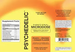 Label for Functional Microdose Peach + Orange + Ginger Flavor