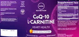Label for CoQ-10 L-Carnitine Orange-Vanilla Flavored