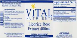 Label for Licorice Root Extract 400 mg