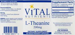 Label for L-Theanine 200 mg