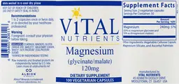 Label for Magnesium (Glycinate/Malate) 120 mg
