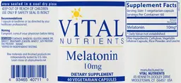 Label for Melatonin 10 mg