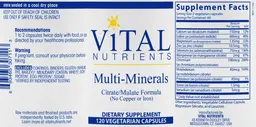 Label for Multi-Minerals (no Copper or Iron)