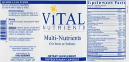 Label for Multi-Nutrients (no Iron or Iodine)