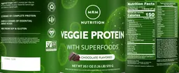 Label for Veggie Protein Chocolate Flavored