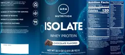 Label for Isolate Whey Protein Chocolate Flavor