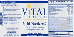 Label for Multi-Nutrients 2 (with Copper & without Iron)