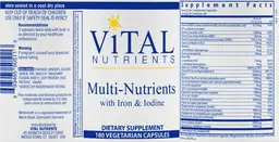 Label for Multi-Nutrients with Iron & Iodine