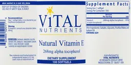 Label for Natural Vitamin E 400 IU