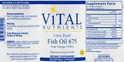 Label for Ultra Pure Fish Oil 675 Lemon Flavored