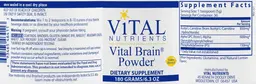 Label for Vital Brain Powder Lemon Flavored