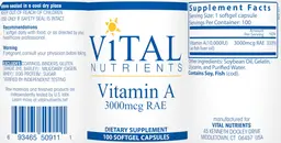 Label for Vitamin A 3000 mcg RAE