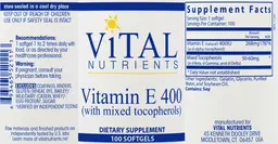 Label for Vitamin E 400