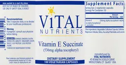 Label for Vitamin E Succinate (536 mg Alpha Tocopheryl)