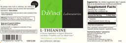 Label for L-Theanine 200 mg