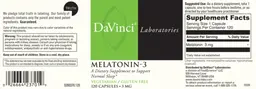 Label for Melatonin-3 3 mg