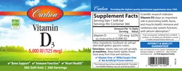 Label for Vitamin D3 5,000 IU (125 mcg)
