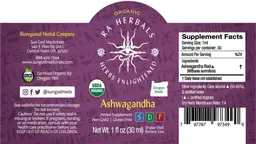 Label for Organic Ashwagandha
