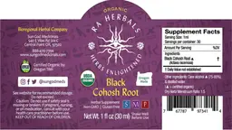 Label for Organic Black Cohosh Root