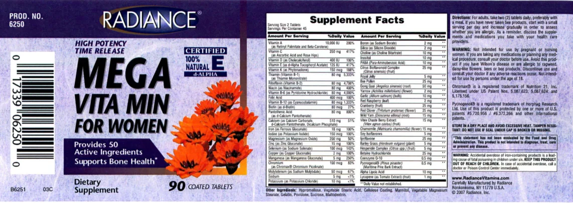 Label for Mega Vita Min For Women