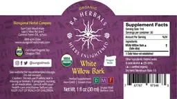 Label for Organic White Willow Bark