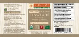 Label for Panacea Cold & Flu Tincture