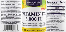 Label for Vitamin D3 5,000 IU 125 mcg