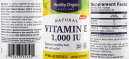 Label for Vitamin E 1,000 IU 670 mg