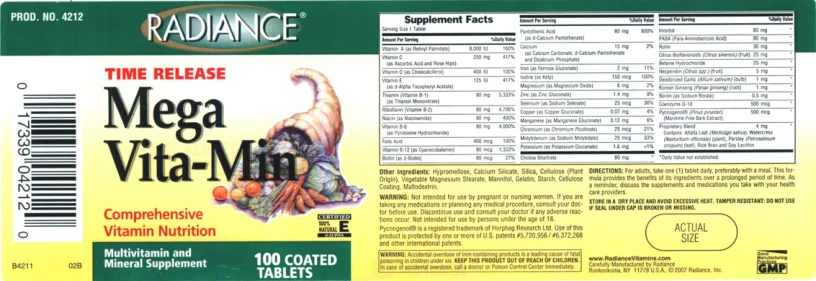 Label for Time Release Mega Vita-Min