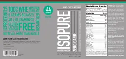 Label for Isopure Zero Carb Mint Chocolate Chip