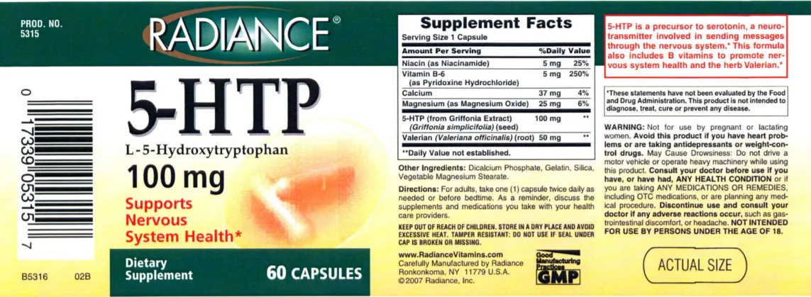 Label for 5-HTP 100 mg