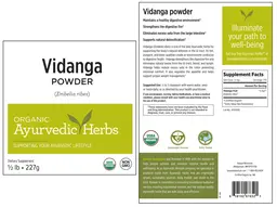 Label for Vidanga Powder (Embelia ribes)