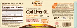 Label for Double Strength Cod Liver Oil With Vitamin D3