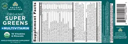 Label for Organic Super Greens + Multivitamin