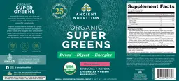 Label for Organic Super Greens Watermelon Flavor