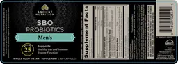 Label for SBO Probiotics Men's 25 Billion CFU