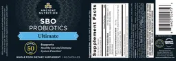 Label for SBO Probiotics Ultimate 50 Billion CFU