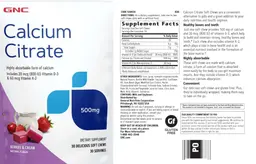 Label for Calcium Citrate 500 mg Chews Berries & Cream