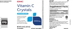 Label for Vitamin C Crystals 2000 mg with Rose Hips