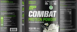 Label for Combat Protein Powder Vanilla