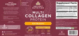 Label for Multi Collagen Protein Gut Restore Lemon Ginger Flavor