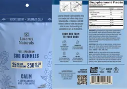 Label for Calm Full Spectrum CBD Gummies