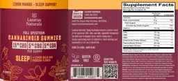 Label for Sleep Full Spectrum Cannabinoid Gummies Lemon Mango