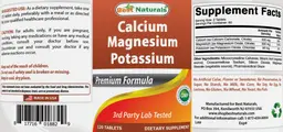 Label for Calcium Magnesium Potassium