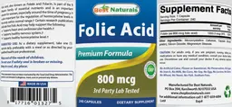 Label for Folic Acid 800 mcg