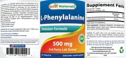 Label for L-Phenylalanine 500 mg