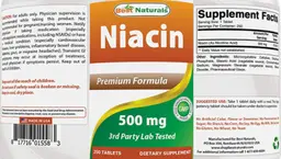 Label for Niacin 500 mg