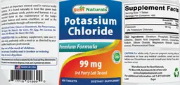 Label for Potassium Chloride 99 mg