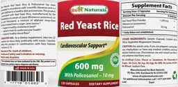 Label for Red Yeast Rice with Policosanol 10 mg